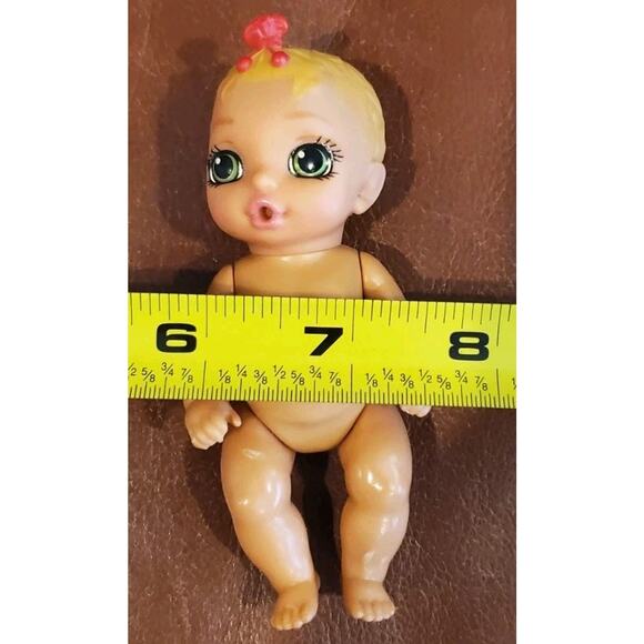 4 Inch Zapf Creations Baby Surprise Dark Pink Front Bow Green Eyes No Diaper - Picture 7 of 7